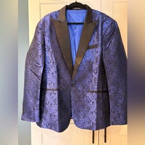 Elegant Blue Jacquard Men's Blazer